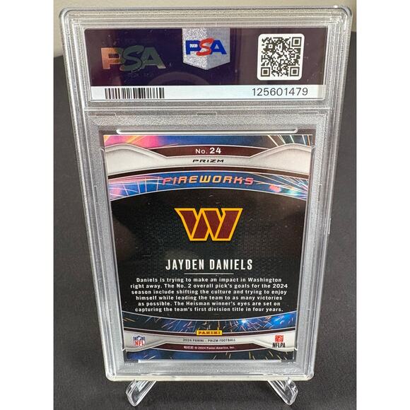 2024 PANINI PRIZM FIREWORKS GREEN WAVE #24 JAYDEN DANIELS ROOKIE RC PSA 10 - Picture 6 of 6